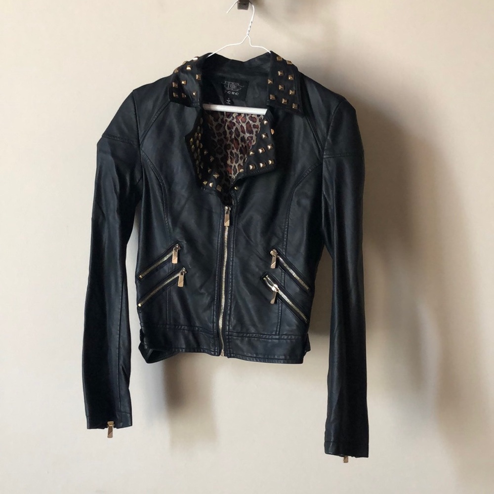 Studded Faux Leather Jacket